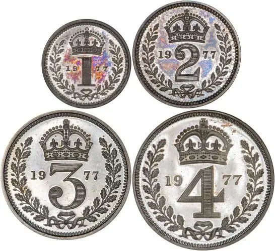 1977 Maundy Money Set Reverse Penny Denominations Westminster Abbey 