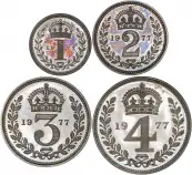 1977 Maundy Money Set Reverse Penny Denominations Westminster Abbey 