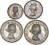 1977 Maundy Set Elizabeth II Laureate Head Young Head William Wyon Obverse Designs 