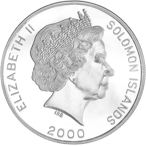 2000 Solomon Islands 'Tennis Olympic Games' $5 Silver Proof coin - Pre-Owned obverse
