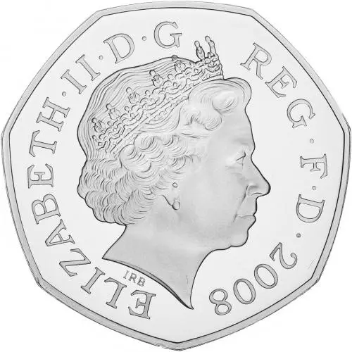 2008 Silver Proof Annual Shield of Arms Coin Sets United Kingdom 50 pence obverse