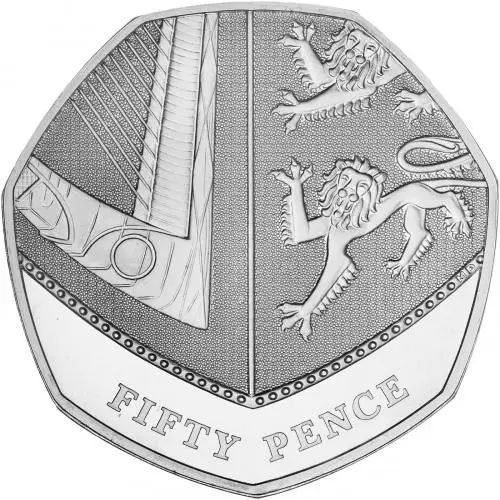 2008 Silver Proof Annual Shield of Arms Coin Sets United Kingdom 50pence reverse