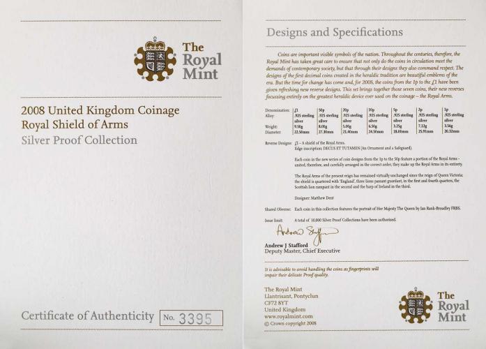 2008 Shield of Arms UK Silver Proof Coin Set | Chards