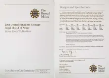 2008 Silver Proof Annual Shield of Arms Coin Sets United Kingdom certificate and specifications