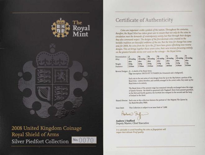 2008 Shield of Arms Silver Proof Piedfort Coin Set | Chards