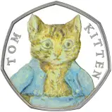 2017 Tom Kitten 50 Pence Coin Silver Proof Beatrix Potter in Box The Royal Mint - Pre-Owned