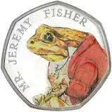 2017 Mr Jeremy Fisher Beatrix Potter Silver Proof 50p Coin The Royal Mint - Pre-Owned