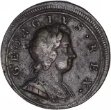 Obverse 1721 George I Copper Graded Halfpenny