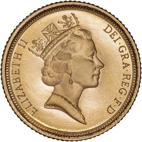 1993 Gold Proof Half Sovereign Elizabeth II  Coin Single United Kingdom obverse