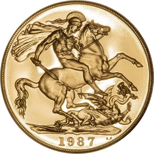 1987 3-Coin Gold Proof Sovereign Set Reverse