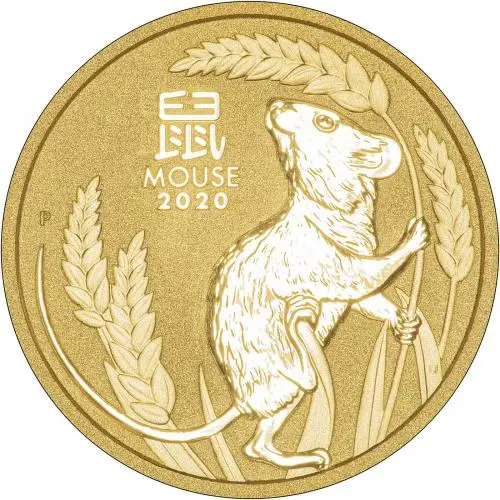Reverse 2020 Year of the Mouse Perth Mint Lunar 0.1 oz Gold Bullion Coin