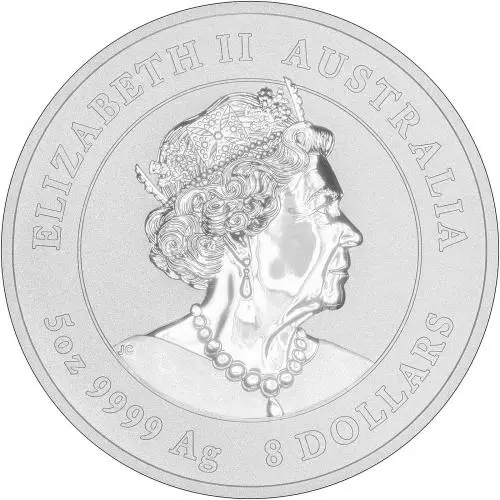 Obverse 2020 Year of the Mouse Perth Mint Lunar 5 oz Silver Bullion Coin