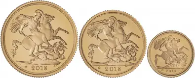 2018 Gold Proof Elizabeth II Sovereign 3 Coin Set Without Outer Box reverse designs