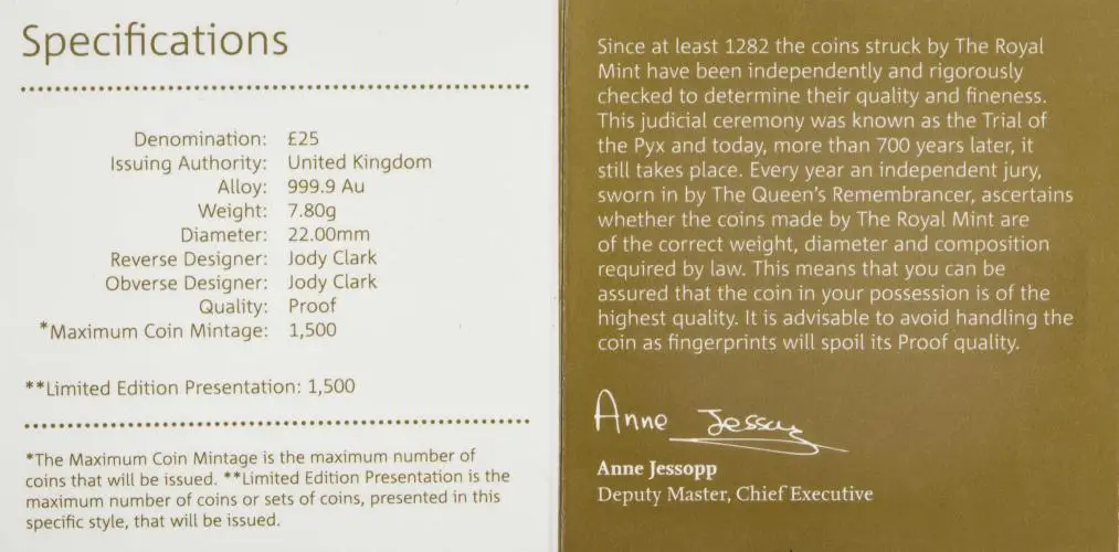 2018 Gold Proof 0.25 Ounce Queen's Beasts Red Dragon of Wales  Coin Single United Kingdom The Royal Mint specifications