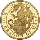 2018 Gold Proof 0.25 Ounce Queen's Beasts Red Dragon of Wales  Coin Single United Kingdom The Royal Mint reverse