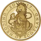 Reverse of 2017 0.25 oz Gold Proof Queen's Beasts Unicorn of Scotland