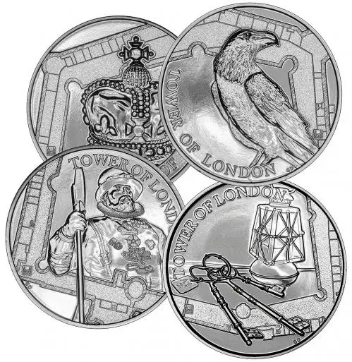Reverse of 2019 B.U £5 The Tower of London - 4 Coin Bundle