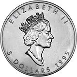 1995 1 oz Silver Coin Maple Bullion 22979