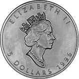 1996 1 oz Silver Coin Maple Bullion 20963