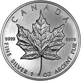 貨幣 1997 1 oz silver maple leaf 1997 Silver Maple Leaf Canada 1 oz .999 Silver - Key Date
