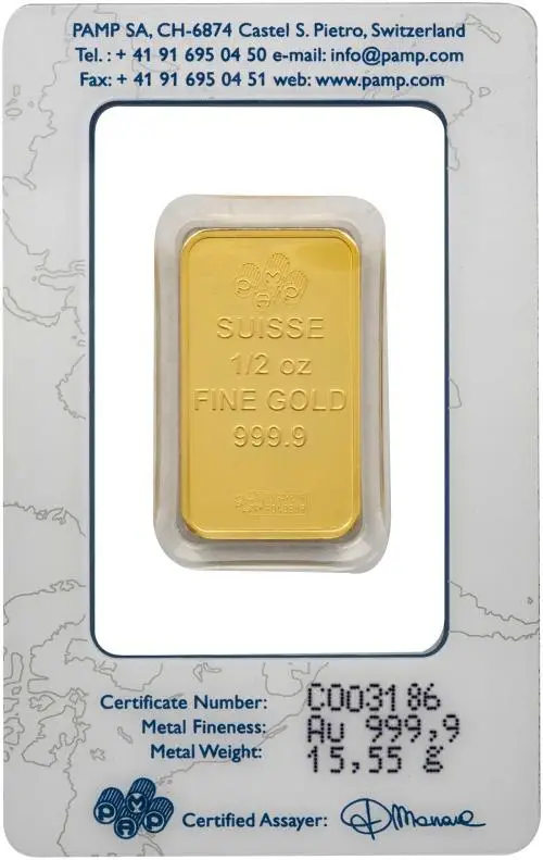 Small Card Gold 0.5 Ounce Bar Pre-Owned Switzerland Pamp reverse