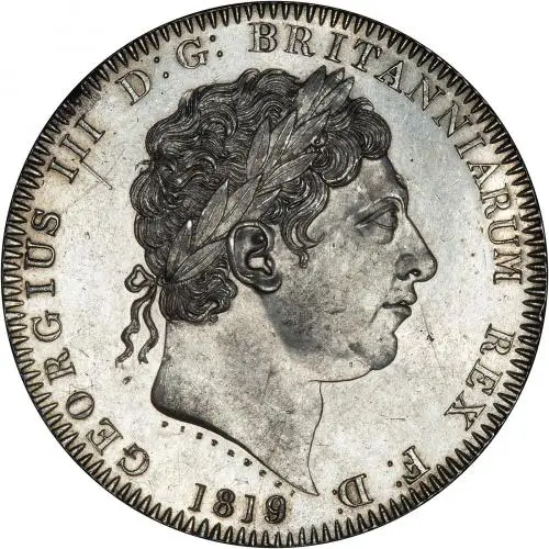 Obverse design of laureate head of George III 1819 Overdate (over 1818)