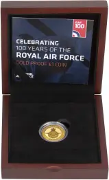 2018 Gold Proof RAF Centenary Badge £1  Coin With Box with Cert Guernsey The Royal Mint in box