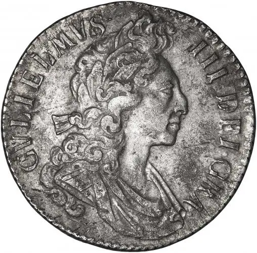 Obverse 1699 "Flaming Hair" Shilling William III