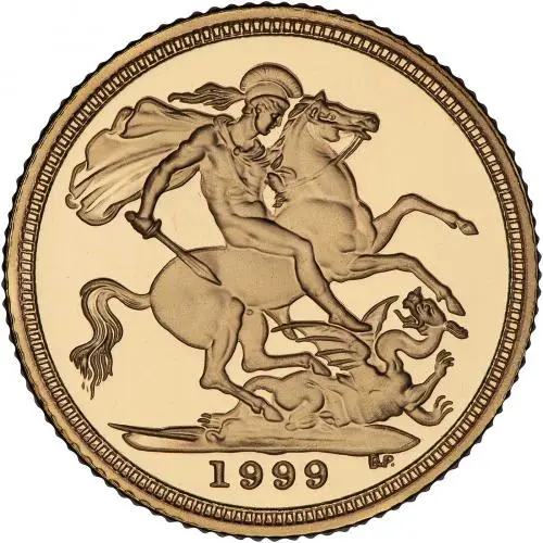 1999 Gold Proof Half Sovereign Last Half Sovereign of 20th Century reverse