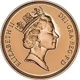 1992 Gold Full Sovereign Elizabeth II Proof w/o Cert Obverse