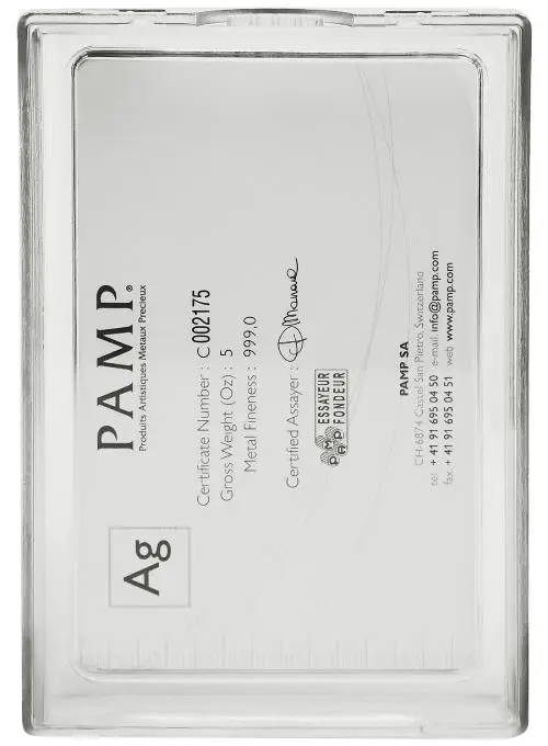 5 oz Silver PAMP Suisse "Lady Fortuna" Bullion Bar - Pre-Owned obverse