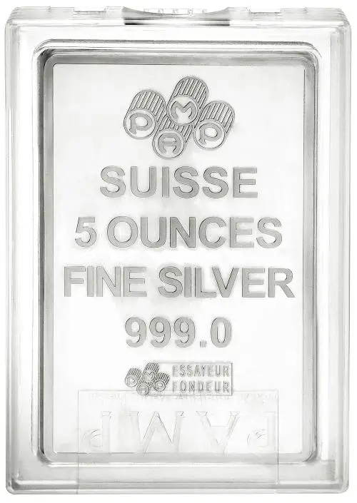 5 oz Silver PAMP Suisse "Lady Fortuna" Bullion Bar - Pre-Owned reverse