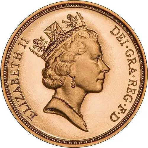 1991 Gold Full Sovereign Elizabeth II Proof Obverse