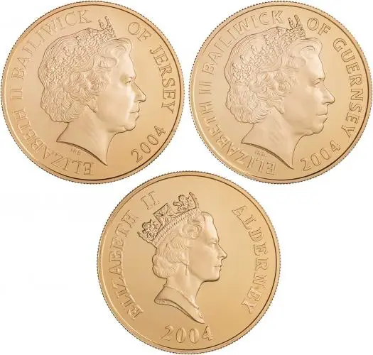 2004 Gold Proof 60th Anniversary of D-Day £5  Coin Without Box Without Cert Channel Islands The Royal Mint 3 Coins obverse