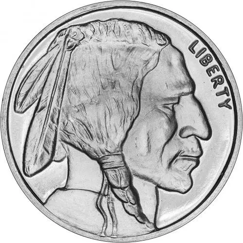 Silver 1 Ounce Buffalo Bullion Rounds United States Native American Liberty Obverse
