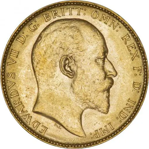 1903 gold full sovereign edward VII Bare Head Portrait 