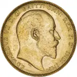 1903 gold full sovereign edward VII Bare Head Portrait 