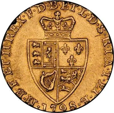 1798 Gold Spade Guinea Crowned Shield Reverse Design