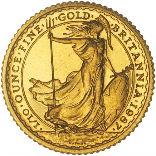 1987 Gold 0.1 oz Britannia Bullion Coin reverse