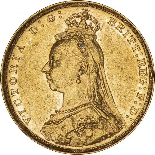 1890 gold sovereign coin reverse design showing St George and the Dragon by Benedetto Pistrucci VF very fine