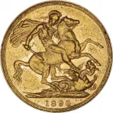 1890 Gold Sovereign Victoria Jubilee Head Melbourne Mint
