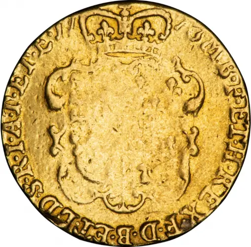 1773 Gold Guinea Reverse Design featuring Crowned Shield of arms 