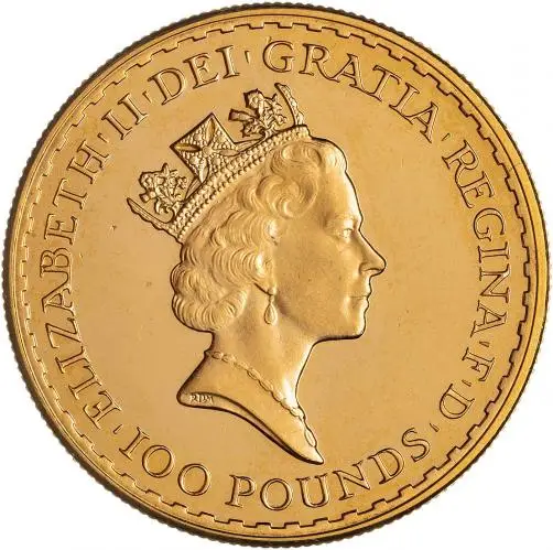 1987 1 oz Gold Britannia Bullion Coin obverso