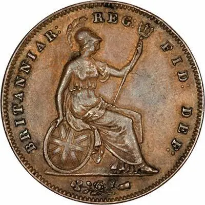Reverse of 1855 Penny featuring the seated britannia 