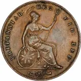 Reverse of 1855 Penny featuring the seated britannia 