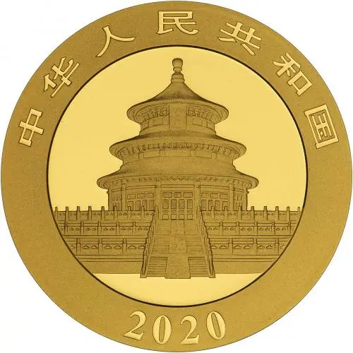 2020 Gold Bullion Ungraded 30 Gram Panda Coin Single China People's Bank of China obverse