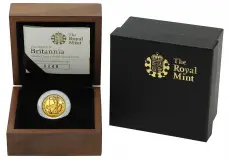 1987 Gold Proof 0.25 oz Britannia Coin - In Capsule reverse in box chards image crop