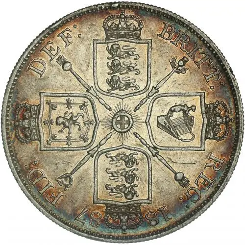 1887 Silver Victoria Jubilee Head Crown Coin reverse