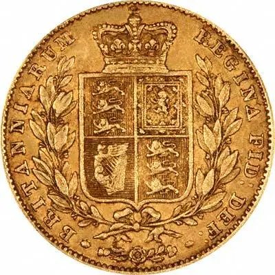 1848 Gold Full Sovereign Victoria London Mint Reverse Crowned Shield Back
