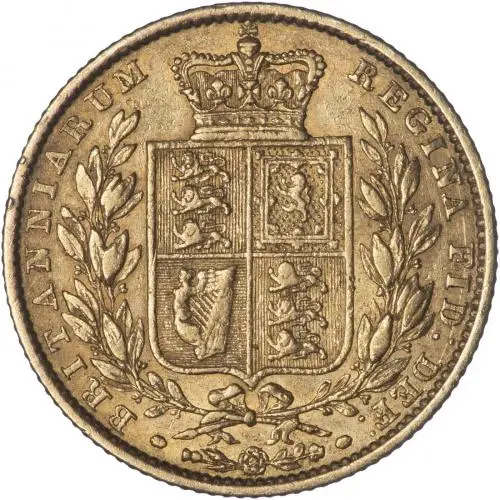 1850 Gold Full Sovereign Victoria Coin-Graded Fine reverse